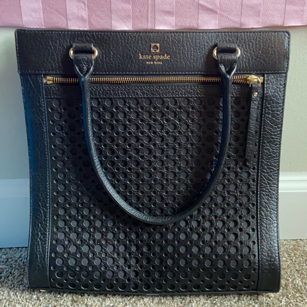 Authentic Kate Space 100% Leather black shoulder purse